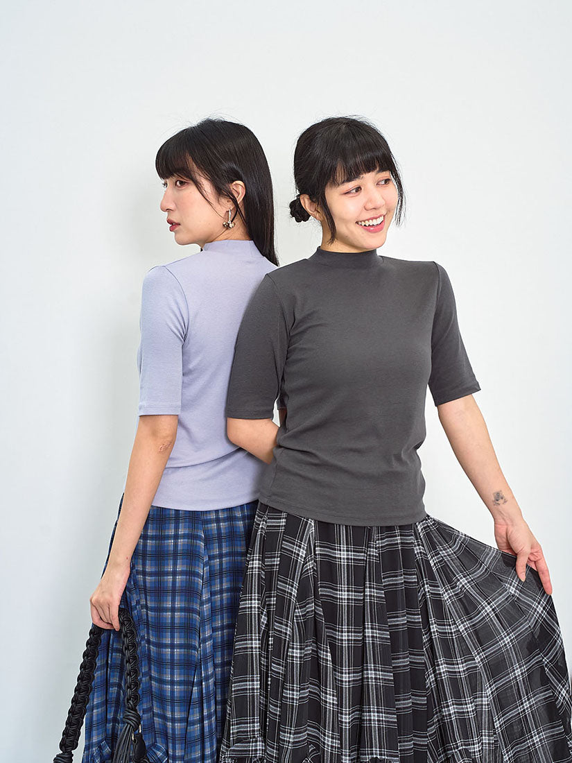 Mock Neck Half Sleeve Top (4 Colours)