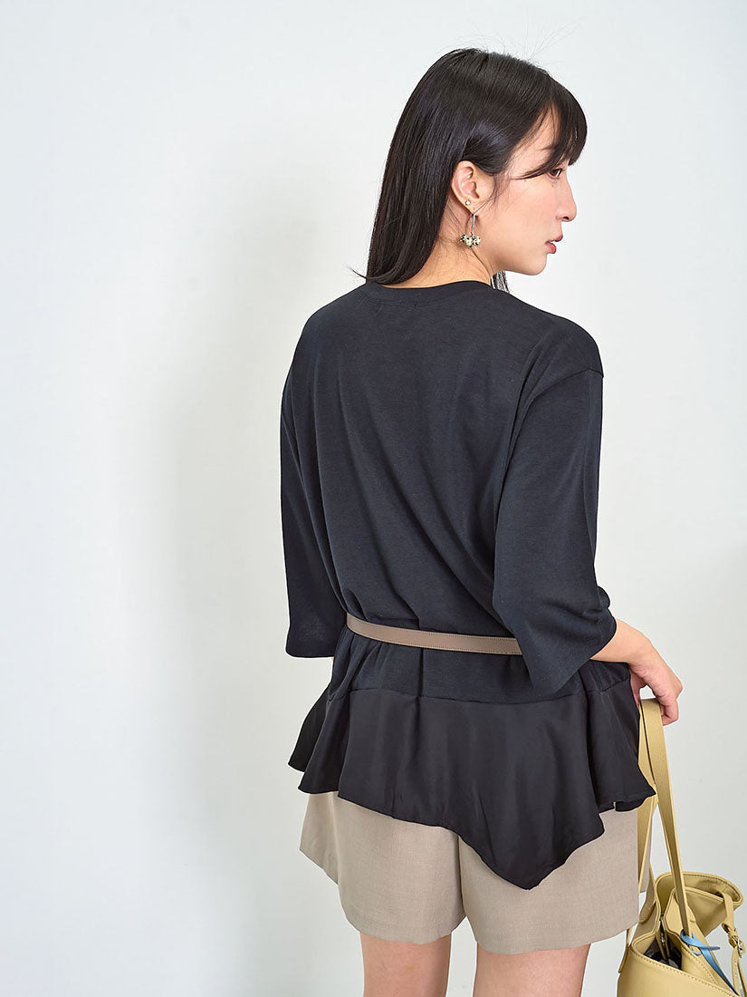 Asymmetrical Lace Trim Hem Top (2 Colours)
