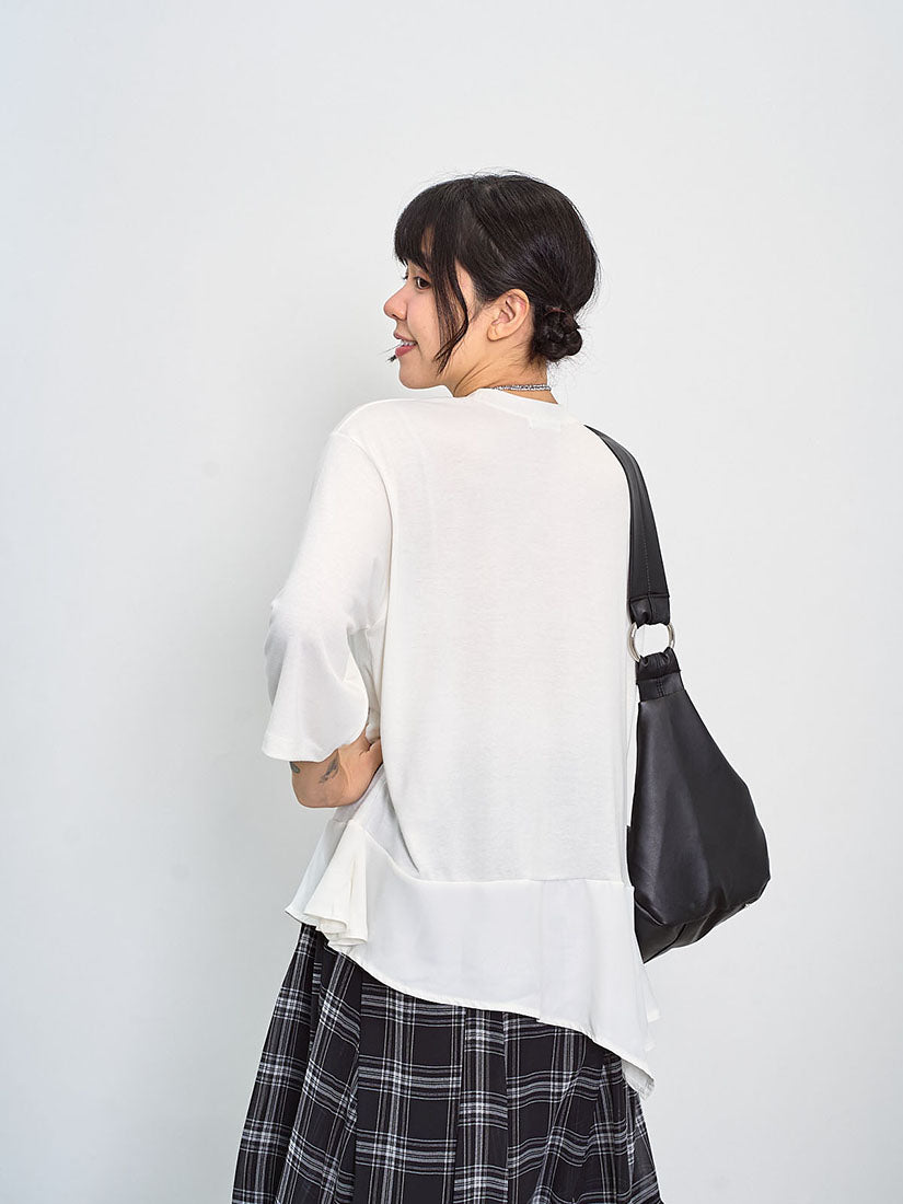 Asymmetrical Lace Trim Hem Top (2 Colours)