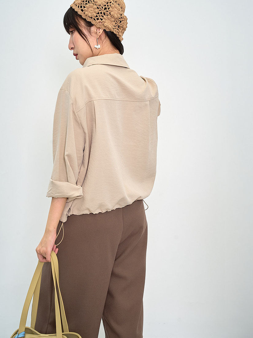Flap Detail Drawstring Waist Blouse (2 Colours)