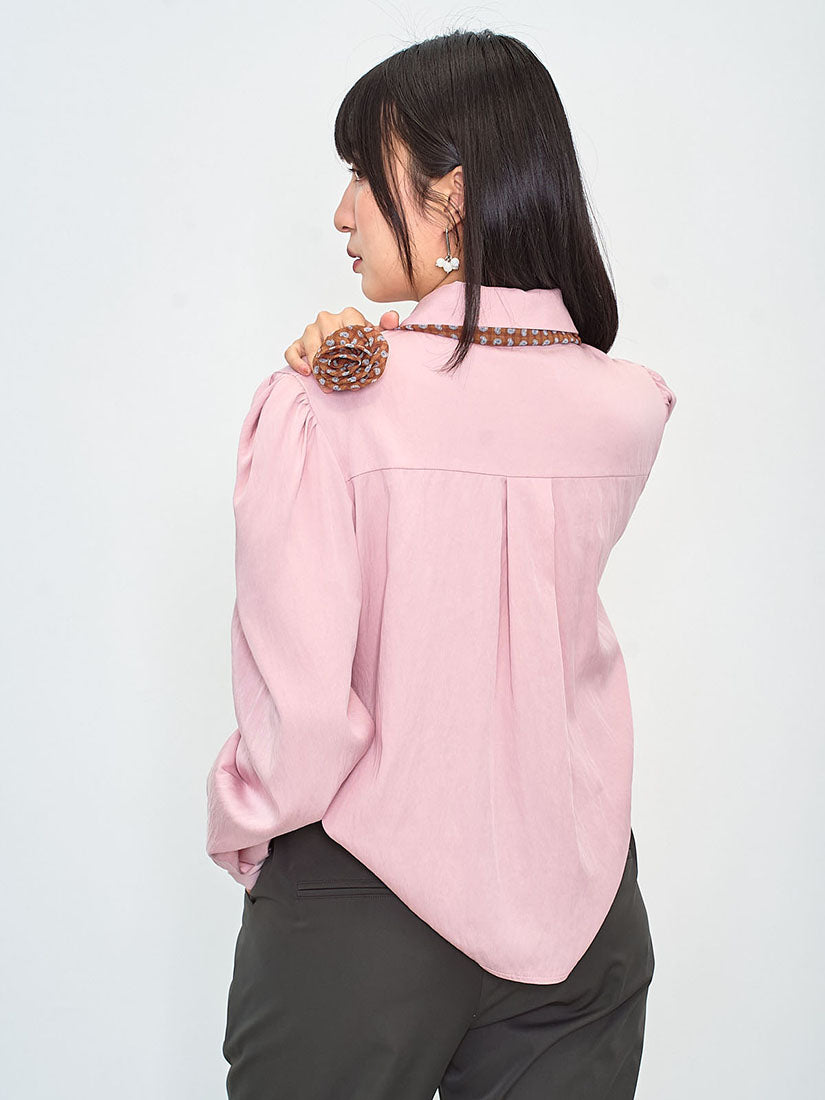 Bra Top Layered Blouse With Paisley Printed Scarf And Brooch (2 Colours)