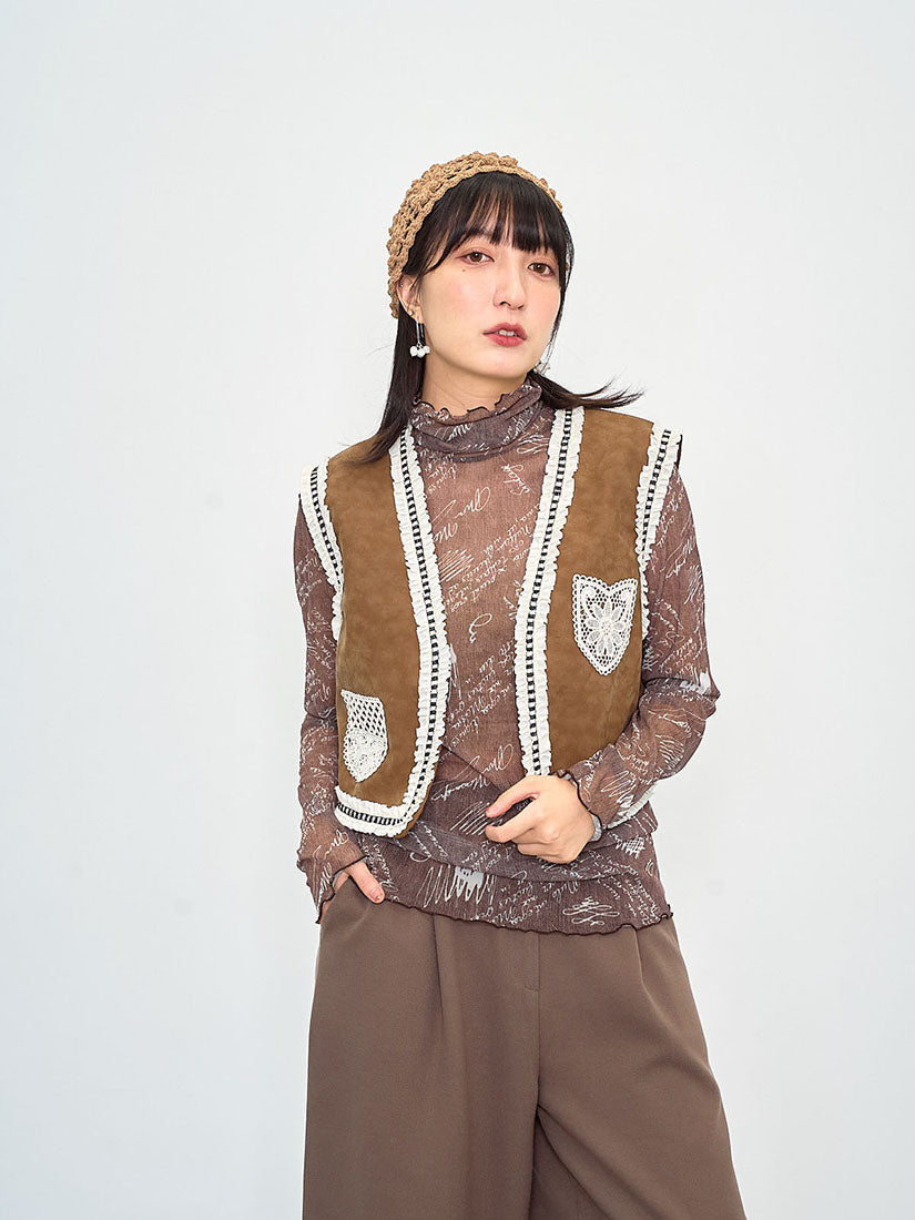 Sheer Hand Writing Printed Mesh Top (3 Colours)