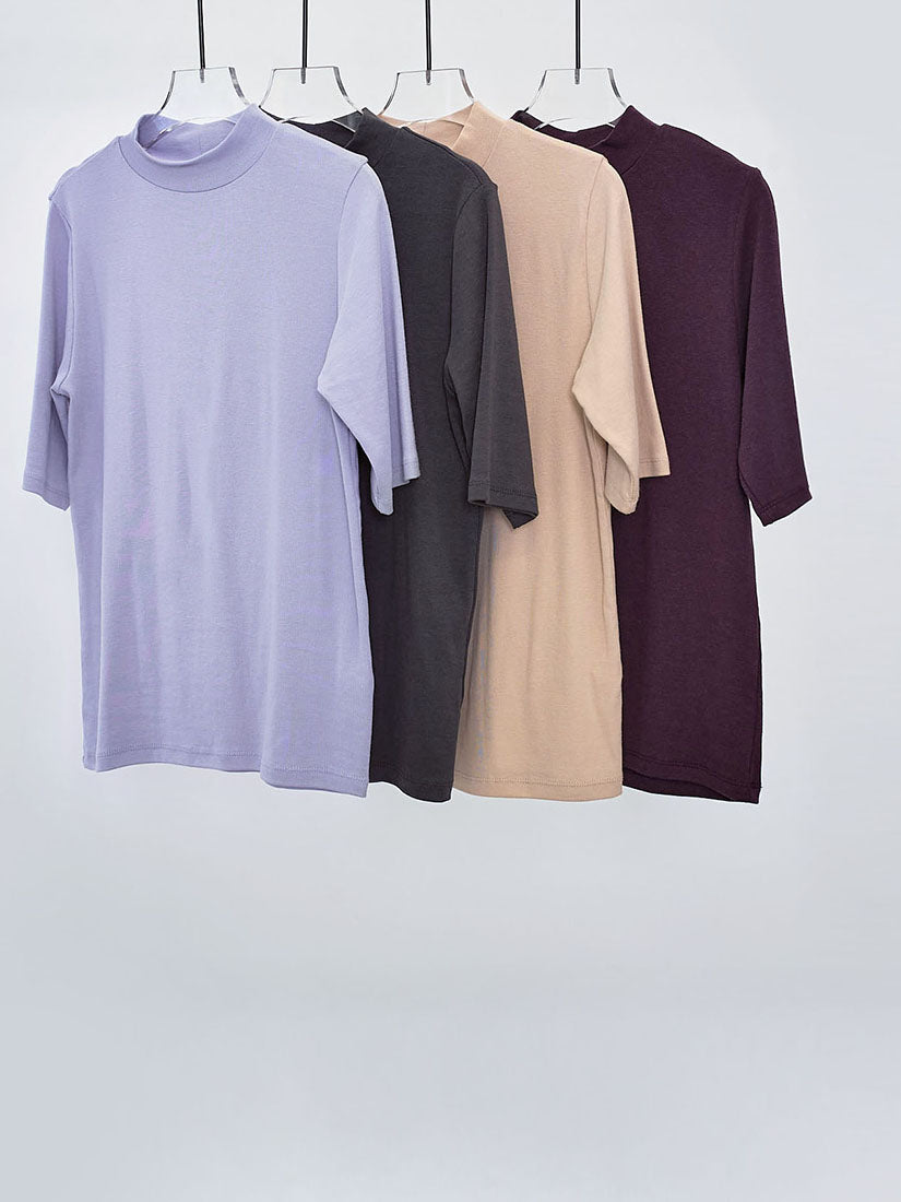 Mock Neck Half Sleeve Top (4 Colours)