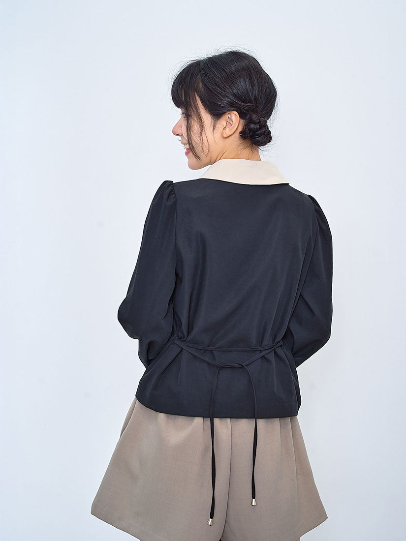 Two Tone Double Breasted Blouse / Outer (2 Colours)