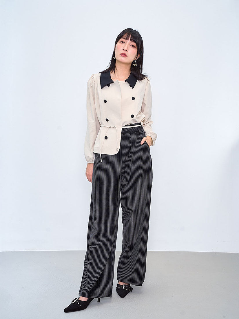 Two Tone Double Breasted Blouse / Outer (2 Colours)