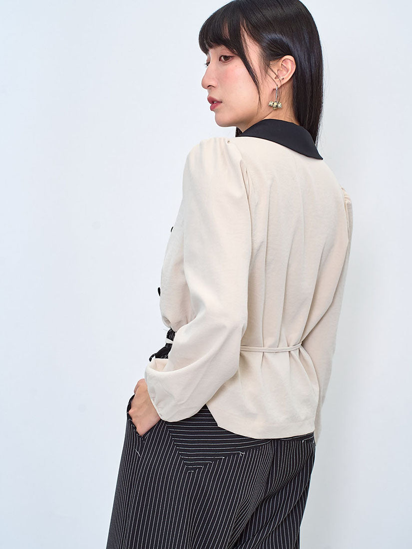 Two Tone Double Breasted Blouse / Outer (2 Colours)