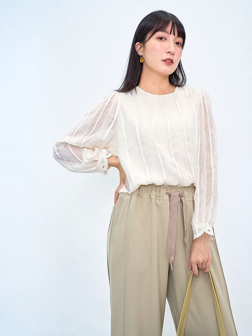 Mesh Striped Chiffon Top (2 Colours)