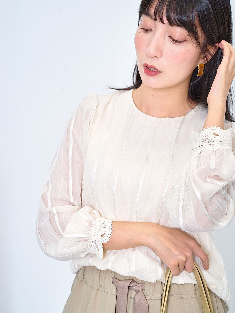 Mesh Striped Chiffon Top (2 Colours)