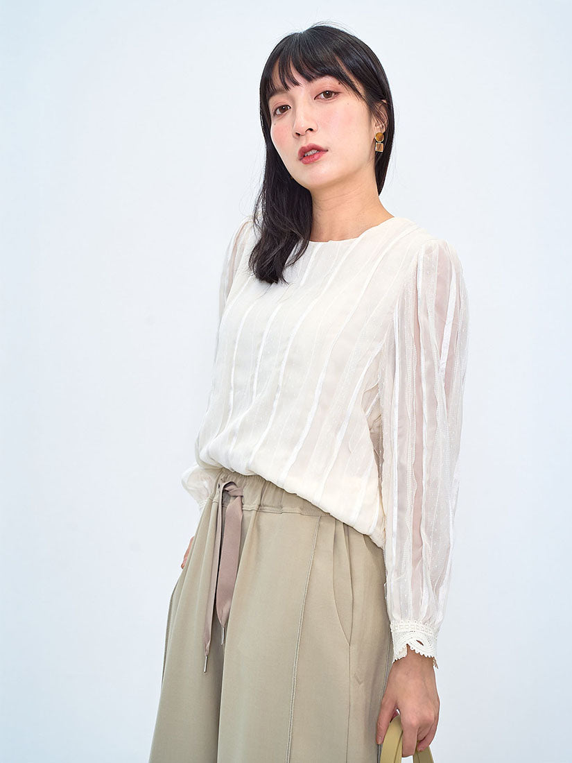 Mesh Striped Chiffon Top (2 Colours)