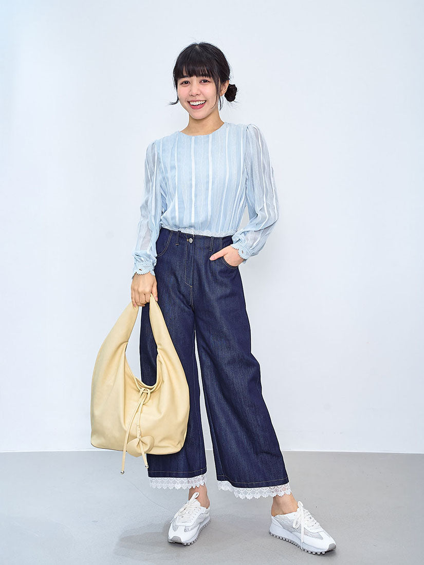 Mesh Striped Chiffon Top (2 Colours)