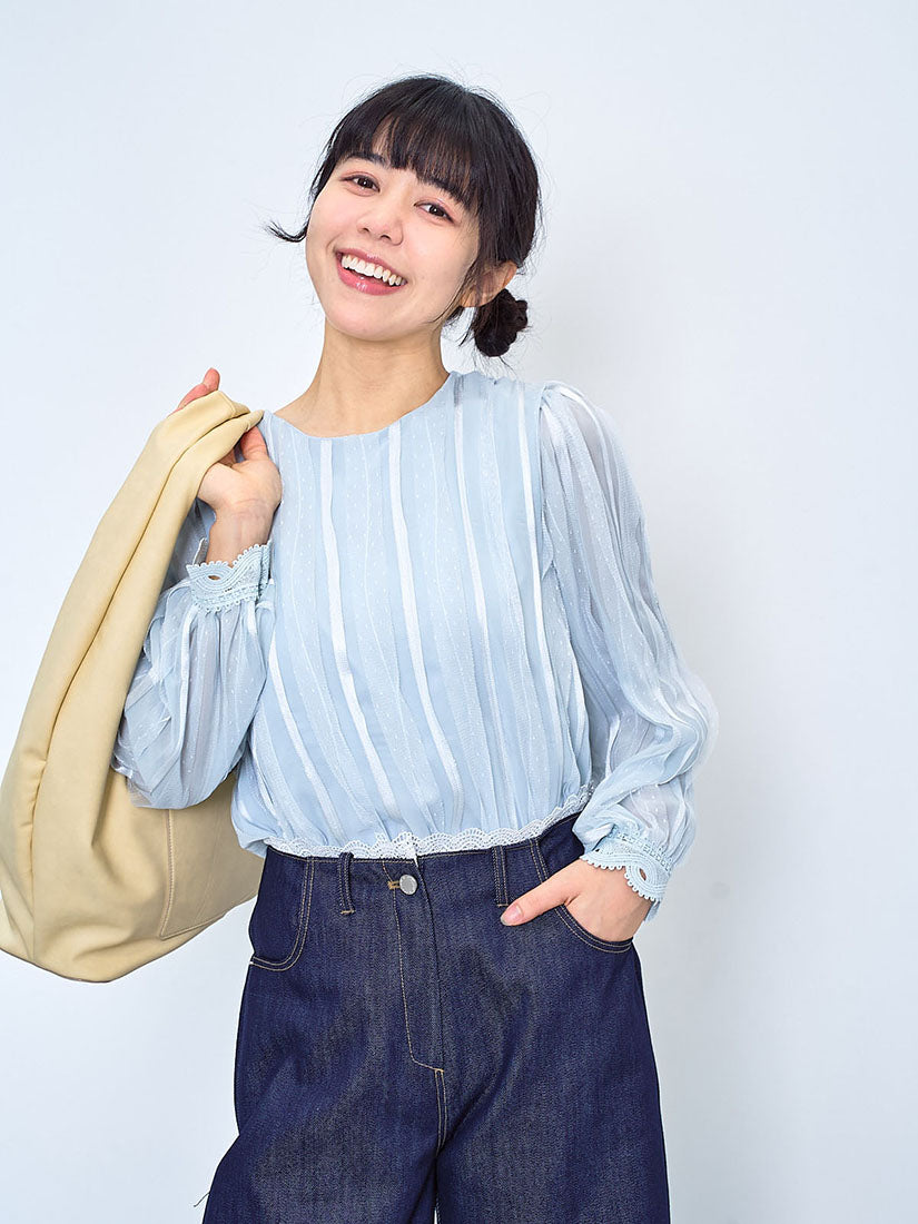 Mesh Striped Chiffon Top (2 Colours)