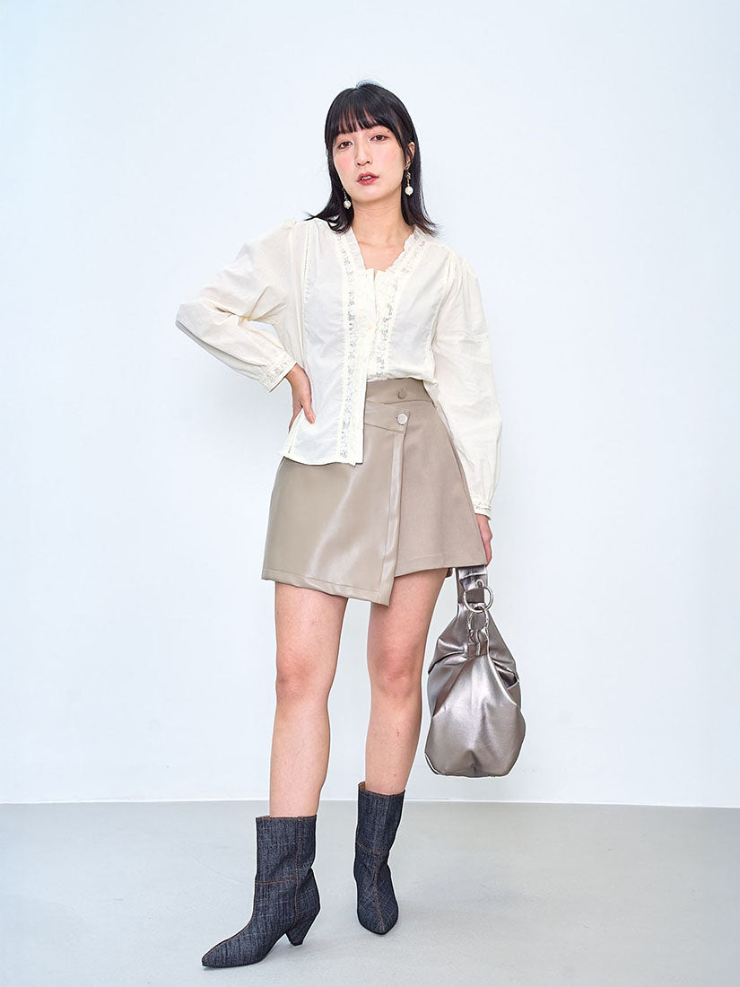 Leather Panel Wrap Skort (2 Colours)