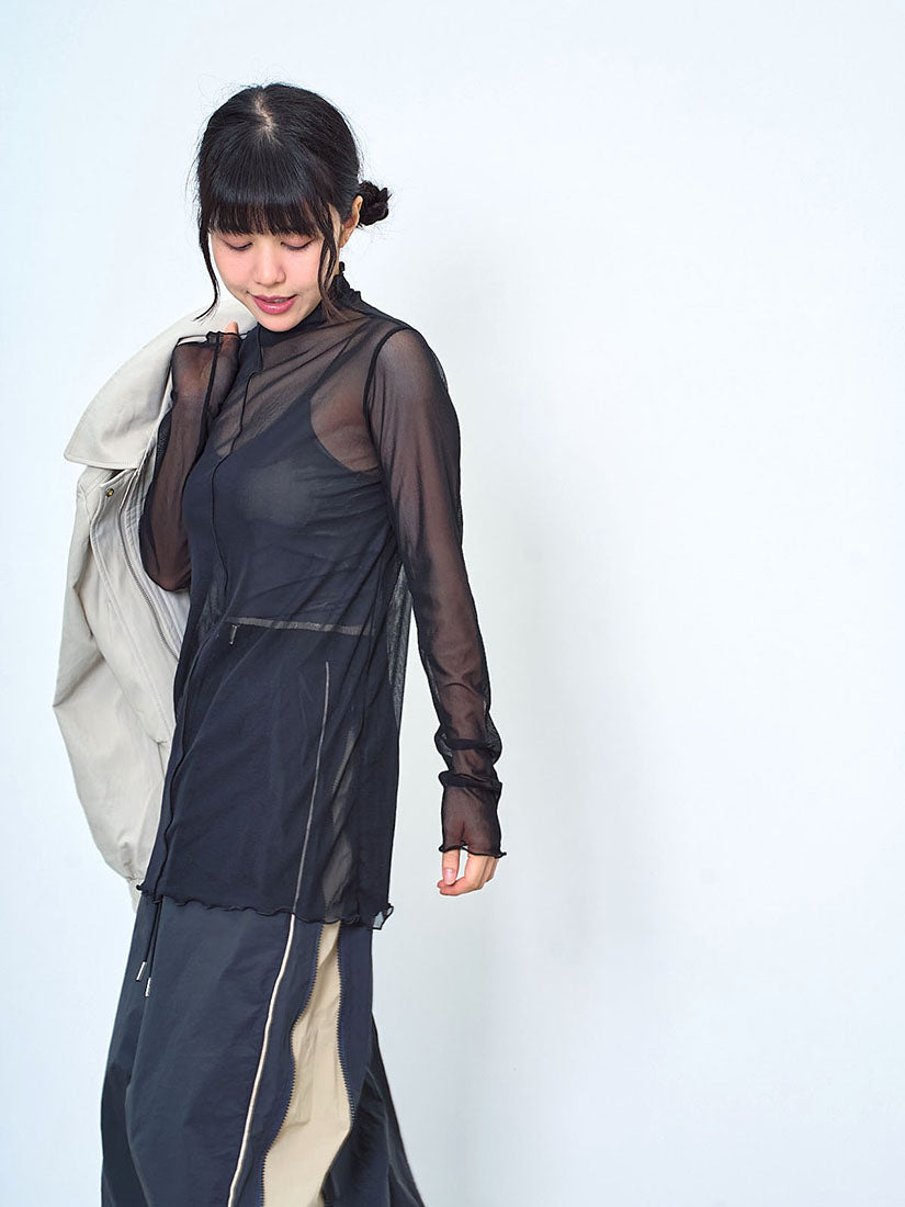 Sheer Lettuce Edge Mesh Top (3 Colours)