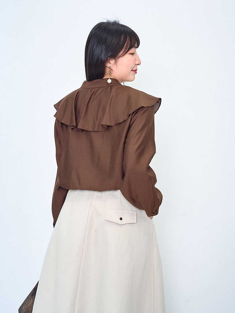 Ruffle Collar Tie Neck Blouse (2 Colours)