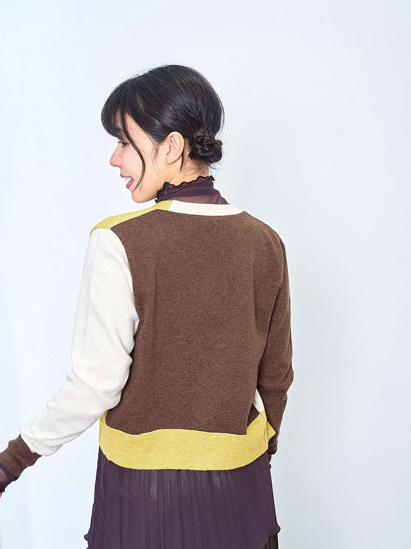 Colourblocked Woolly Cardigan (2 Colours)