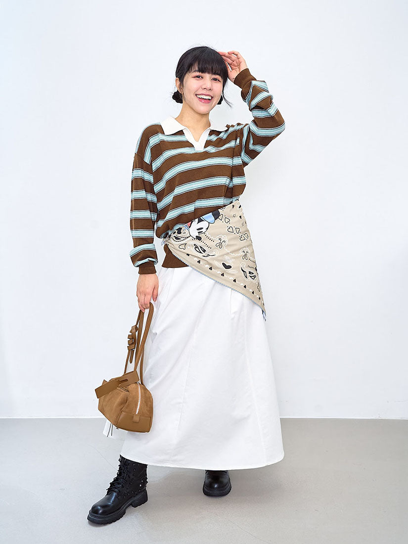 Suede Belted Flare Skirt (Defect Sale)