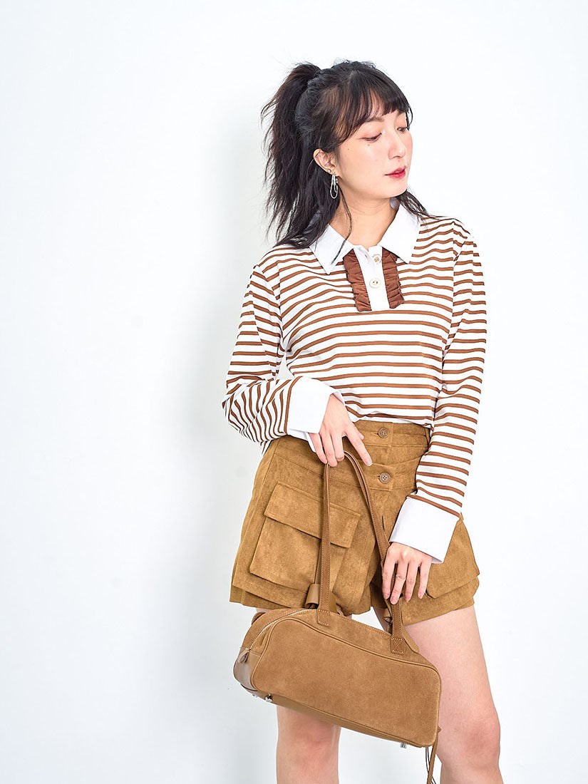 Layered Wrap Pocket Suede Shorts (2 Colours)