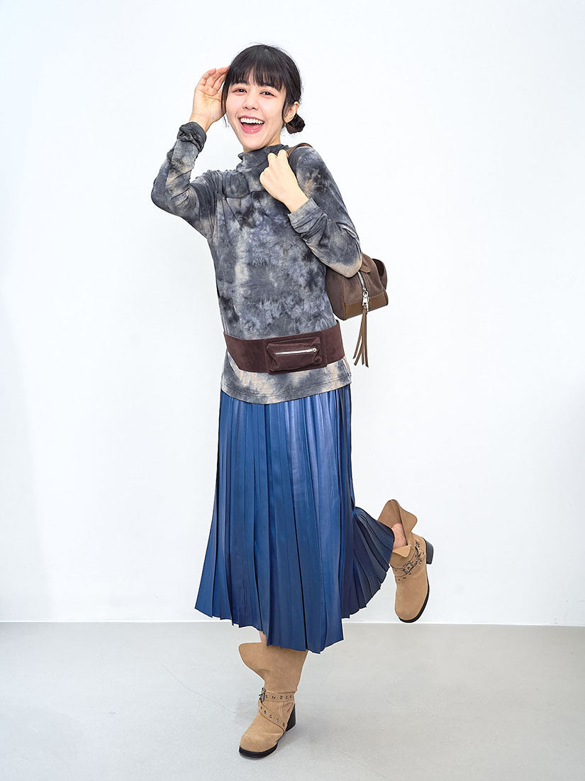 Leather Look Pleated Maxi Skirt (2 Colours)