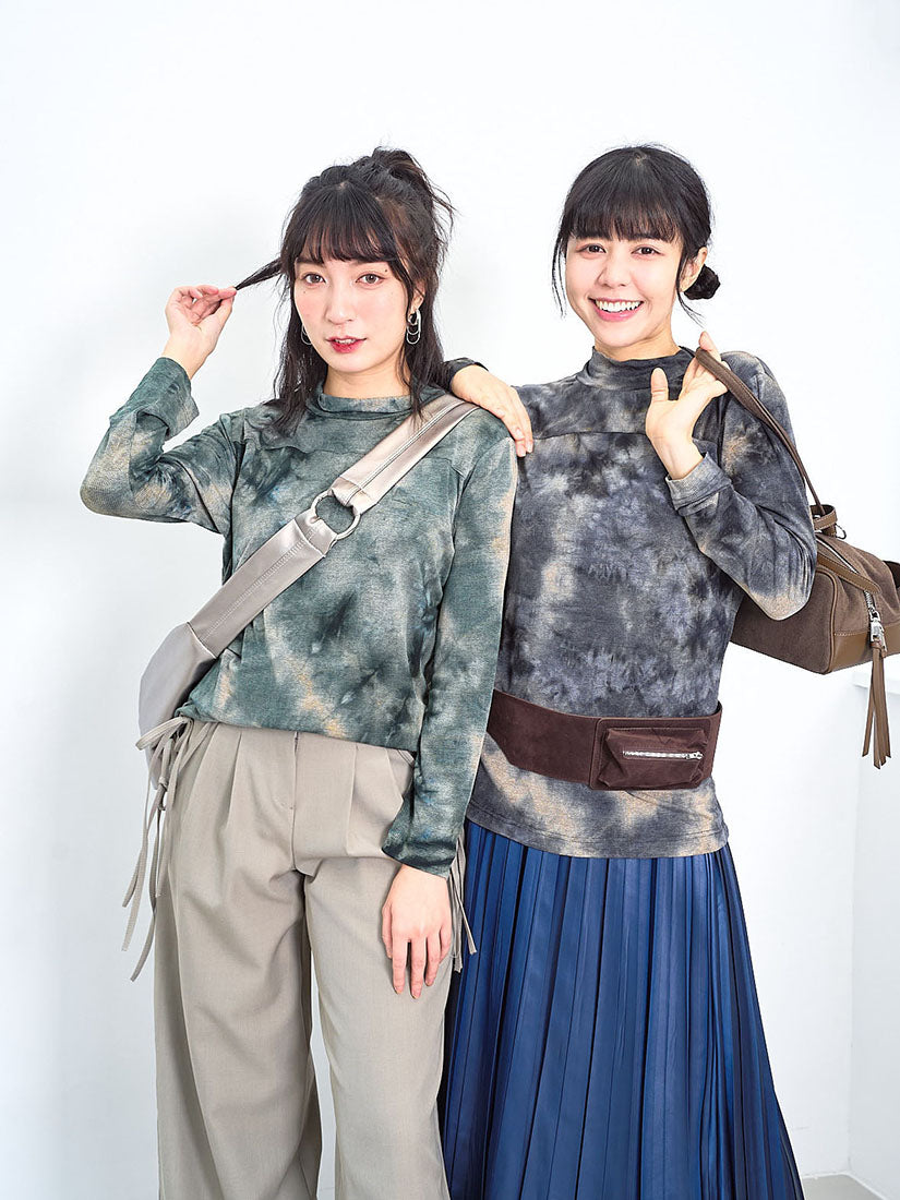 Tie Dye Printed Mock Neck Top (3 Colours)