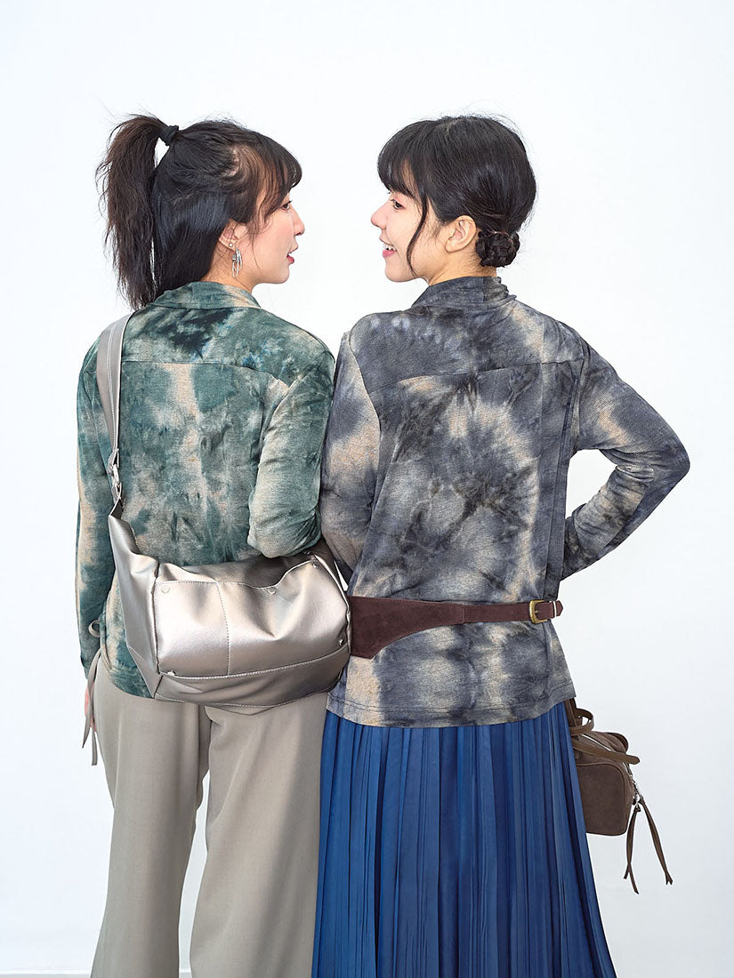 Tie Dye Printed Mock Neck Top (3 Colours)