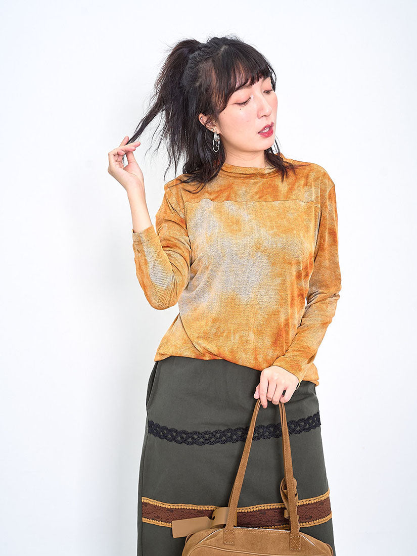 Tie Dye Printed Mock Neck Top (3 Colours)