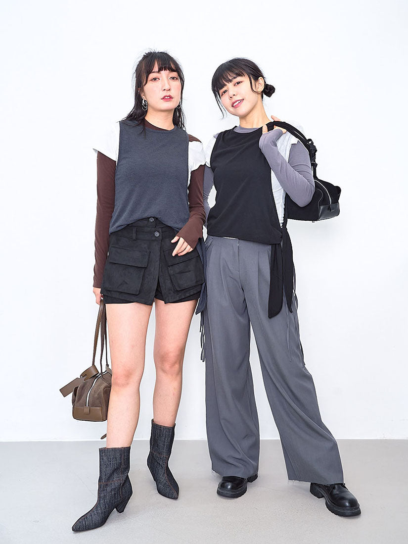 Asymmetric Layered Tee Set (2 Colours)