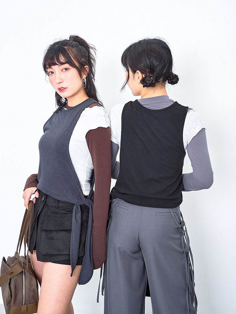 Asymmetric Layered Tee Set (2 Colours)