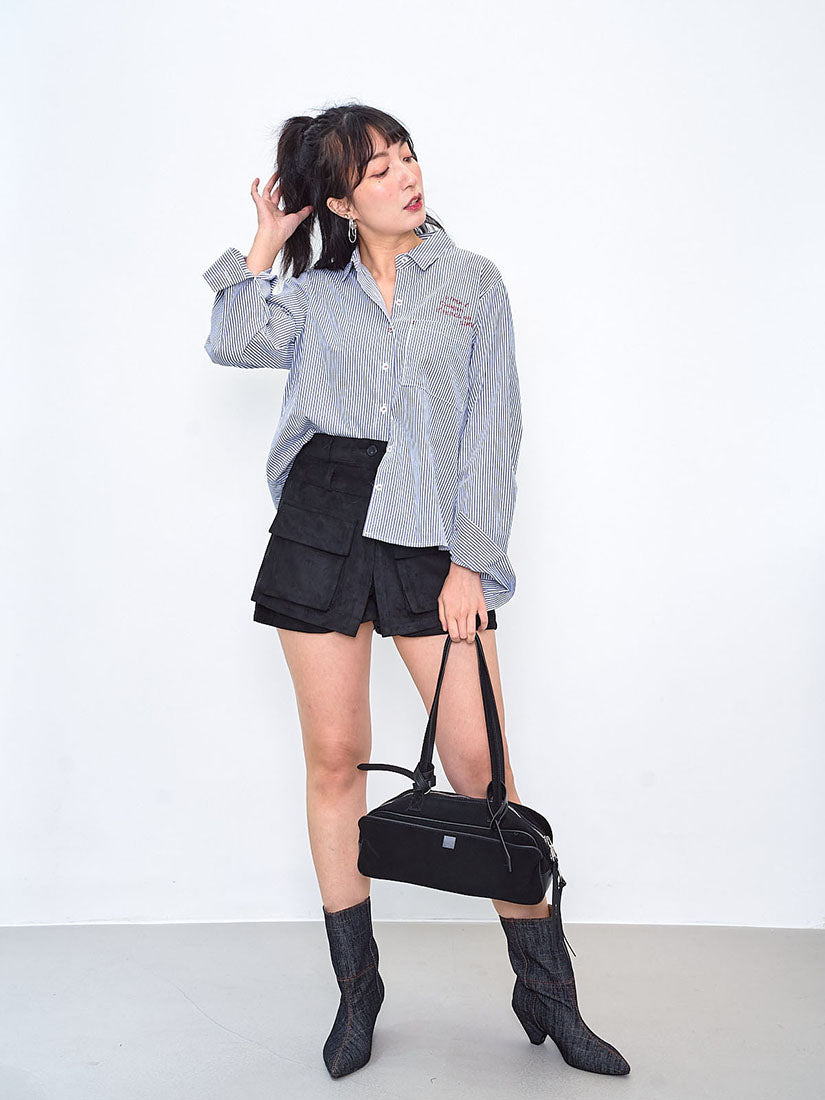 Layered Wrap Pocket Suede Shorts (2 Colours)