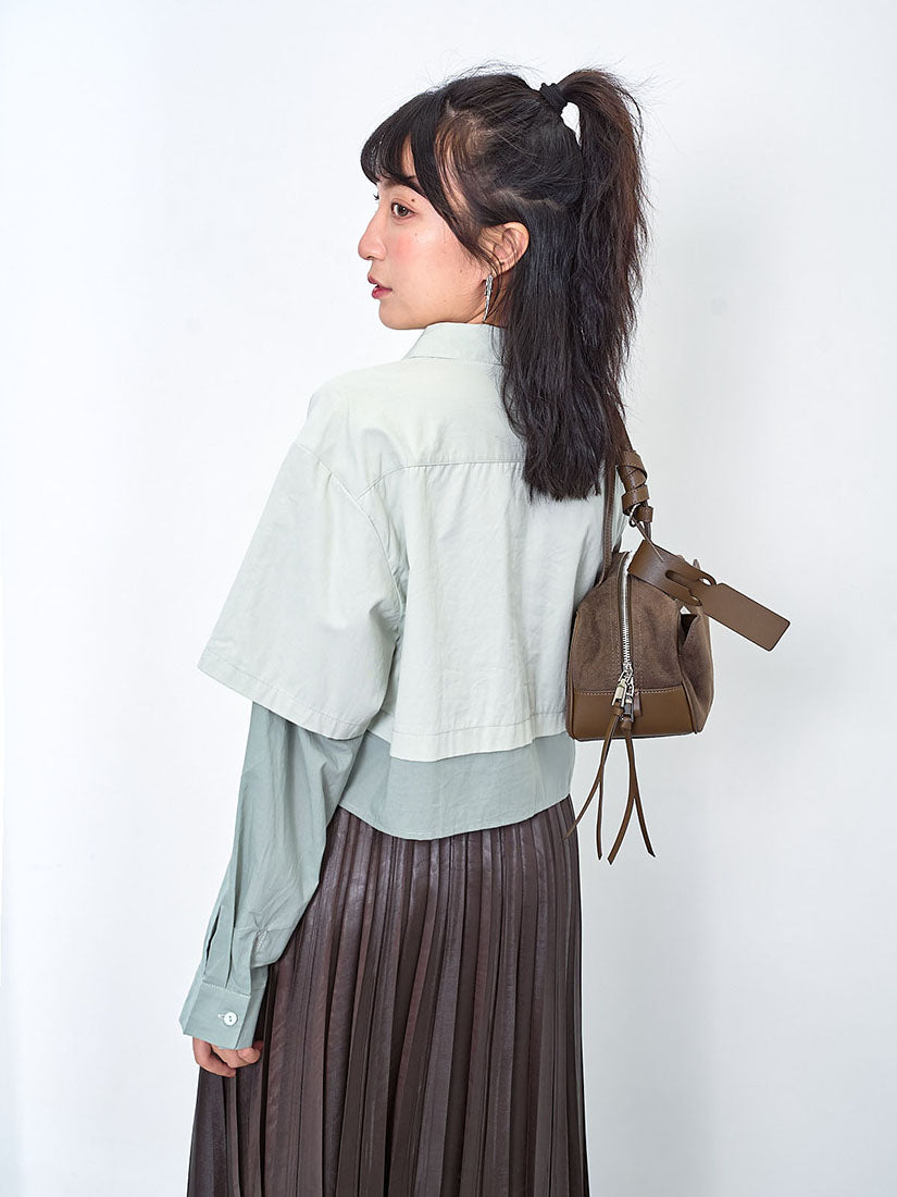 Colourblock Layered Crop Shirt (2 Colours)