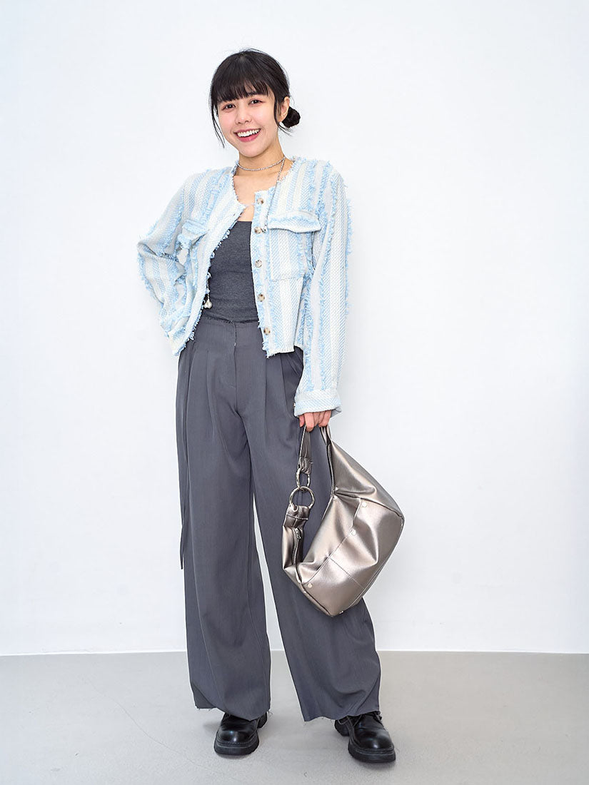 Tassel Textured Bust Pocket Jacket