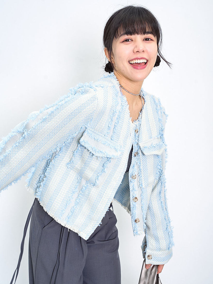 Tassel Textured Bust Pocket Jacket