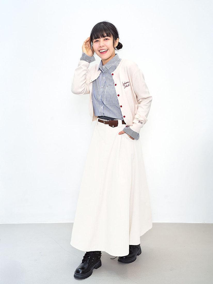Suede Belted Flare Skirt (Defect Sale)