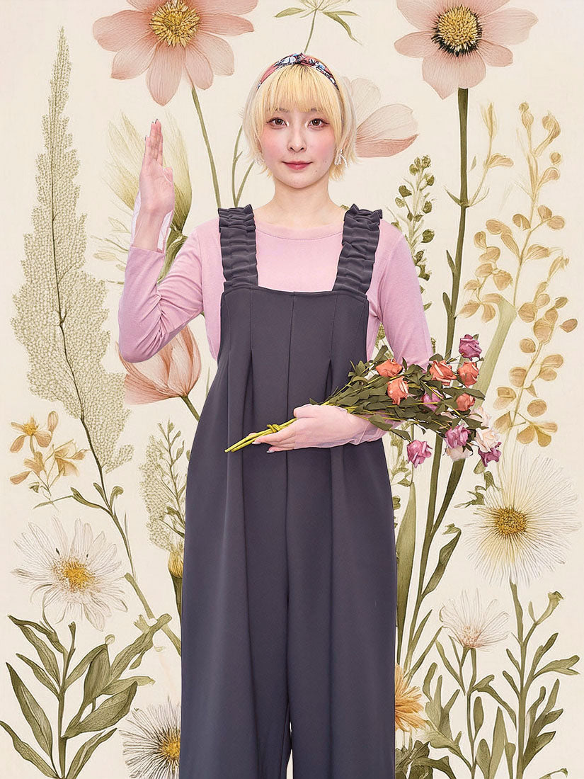 Ruffle Strap Pleated Front Jumpsuit (2 Colours)