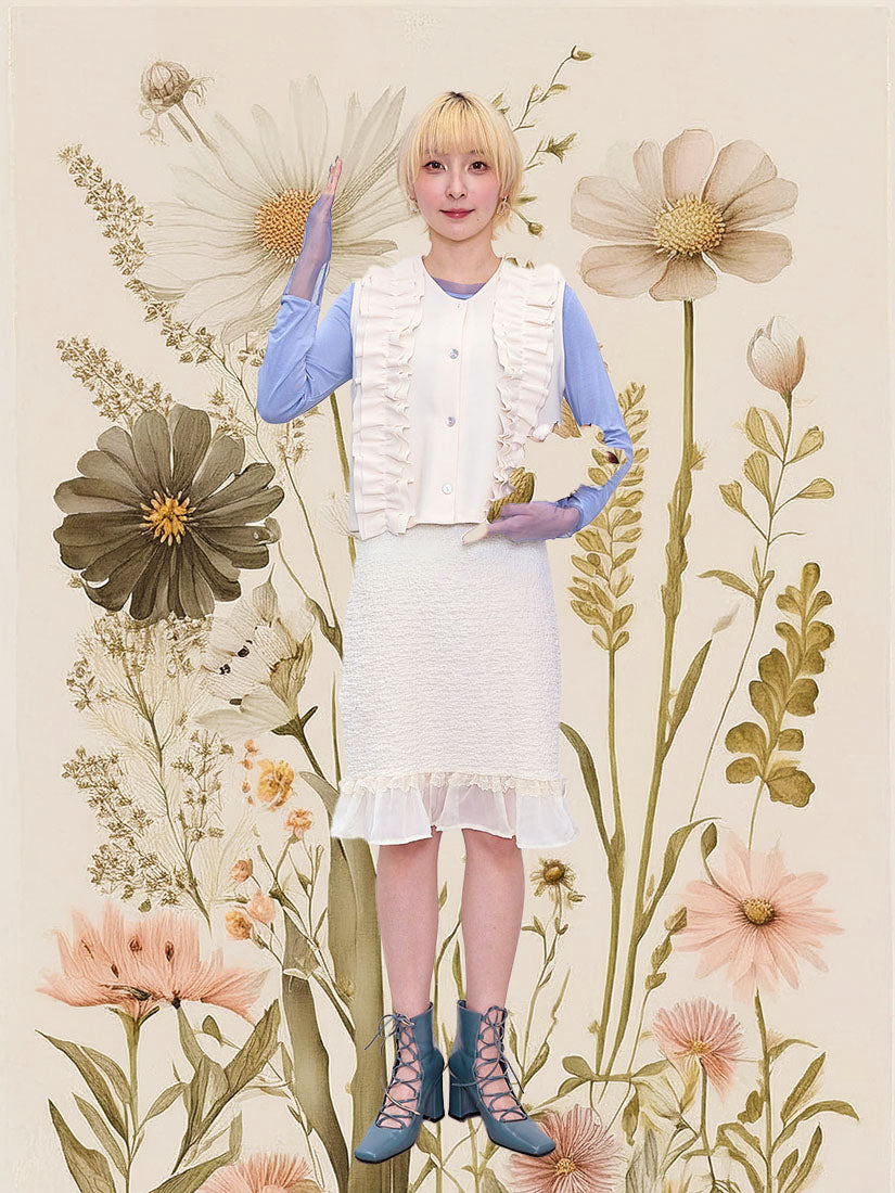 Ruffle Detailed Vest Jacket (2 Colours)