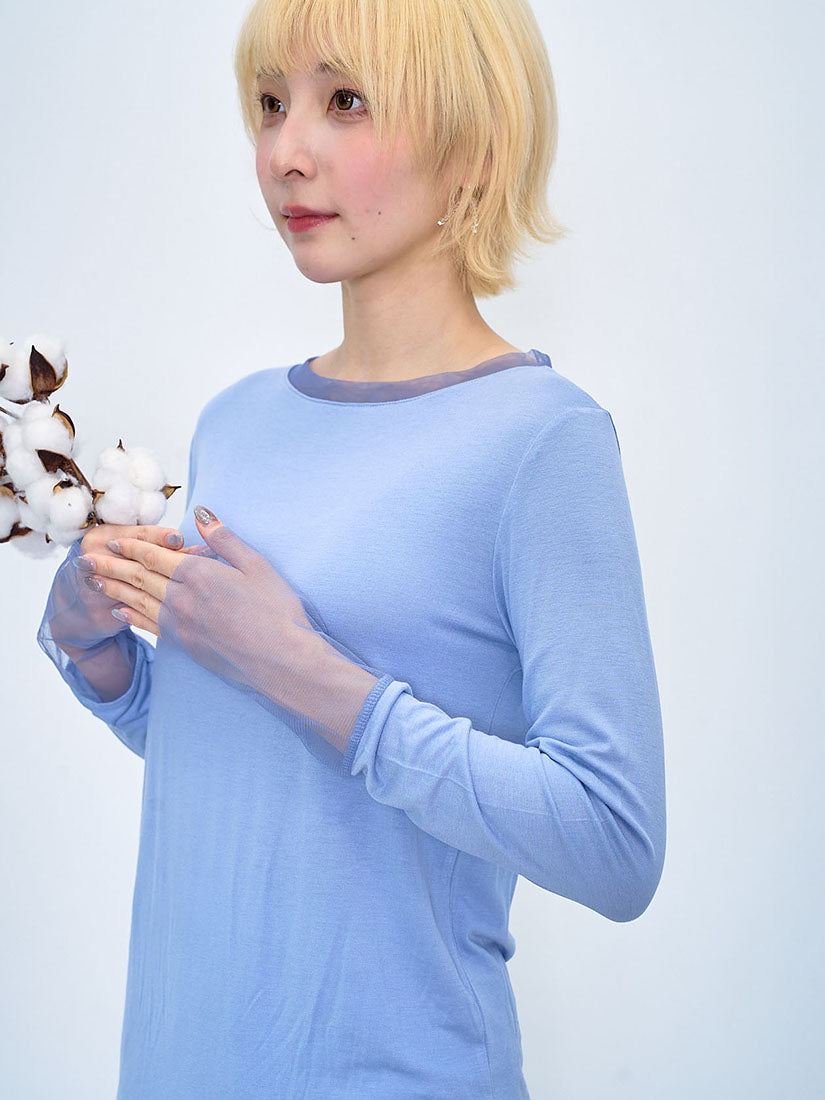 Mesh Neck and Cuff Basic Top (3 Colours)