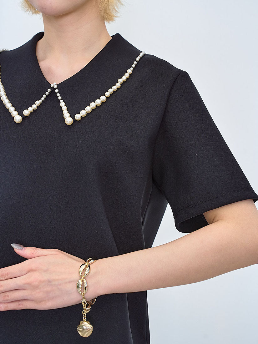 Pearl Collar Top (2 Colours)