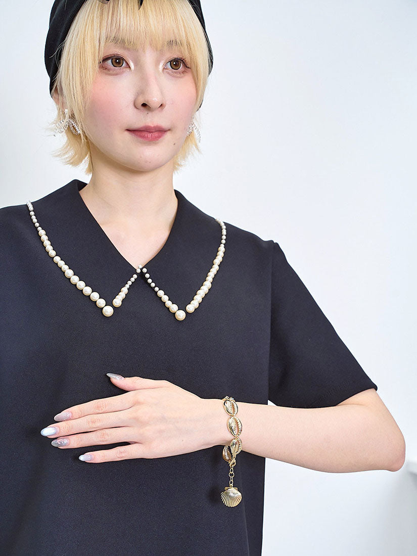 Pearl Collar Top (2 Colours)