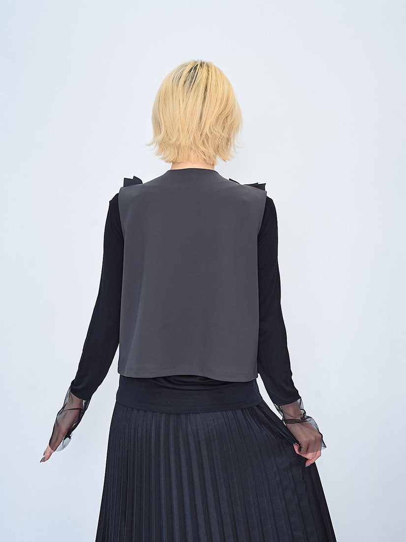 Ruffle Detailed Vest Jacket (2 Colours)