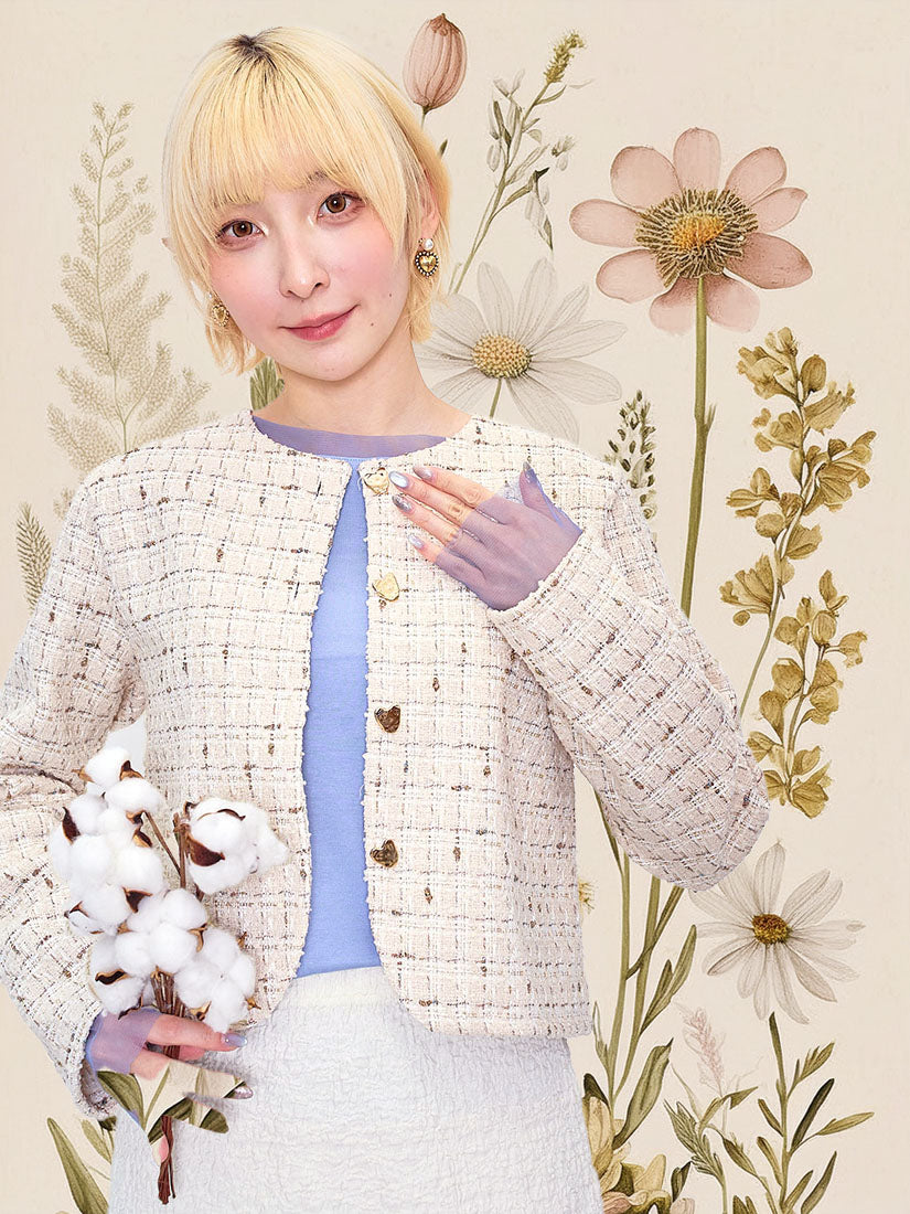 Golden Heart Button Tweed Jacket (2 Colours)