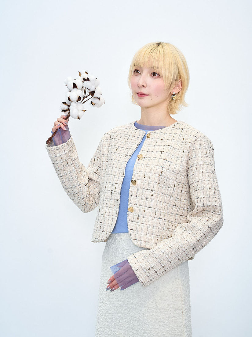 Golden Heart Button Tweed Jacket (2 Colours)