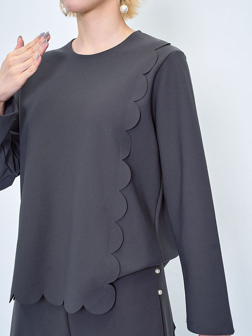 Scallop Edge Detailed Top (2 Colours)