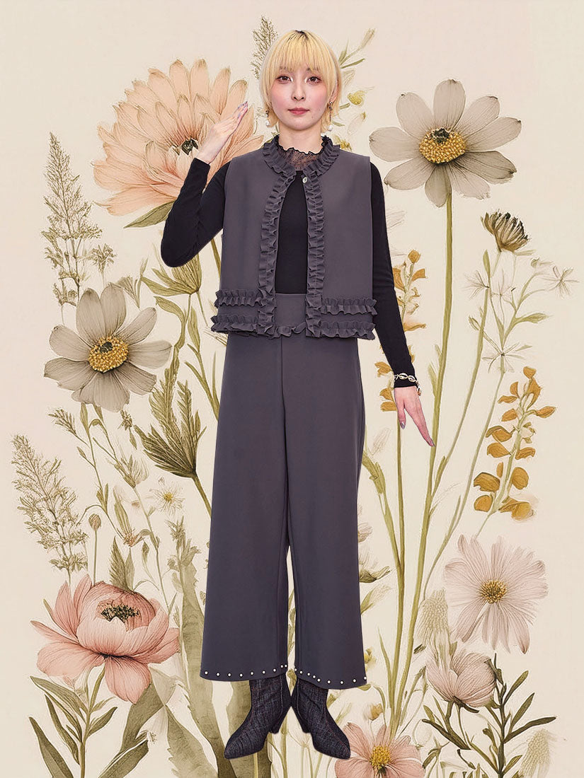 Ruffle Edge Open Front Vest (2 Colours)