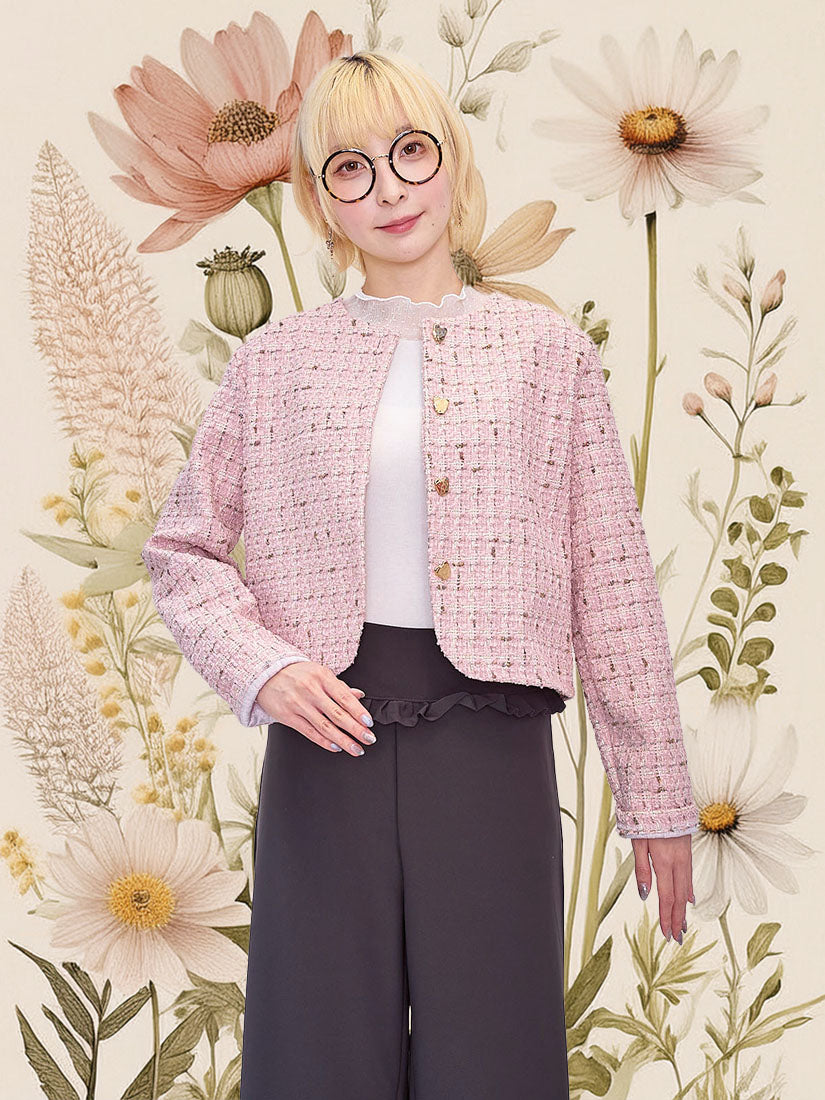 Golden Heart Button Tweed Jacket (2 Colours)