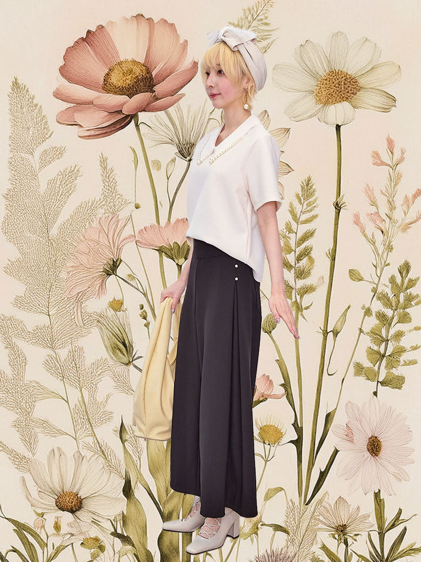 Pearl Side Pleated Pants (2 Colours)