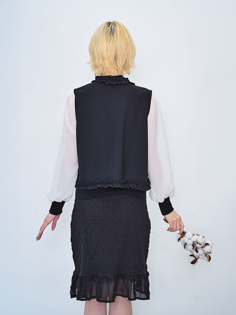 Ruffle Edge Open Front Vest (2 Colours)