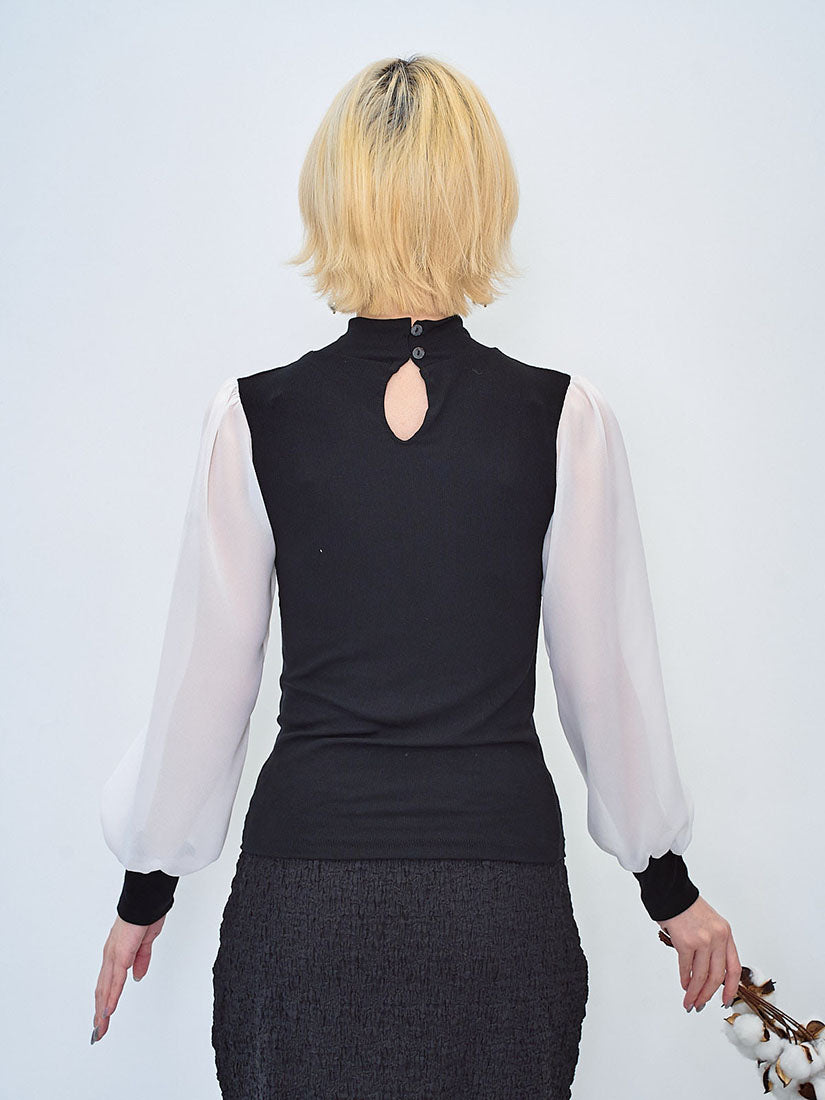 Chiffon Sleeve Basic Top (2 Colours)