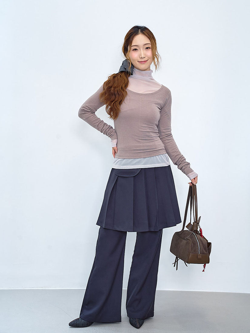 Scoop Neck Top With Mesh Top Underlay Set (2 Colours)