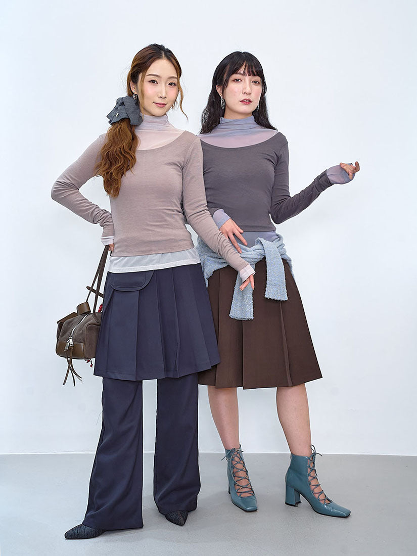 Scoop Neck Top With Mesh Top Underlay Set (2 Colours)