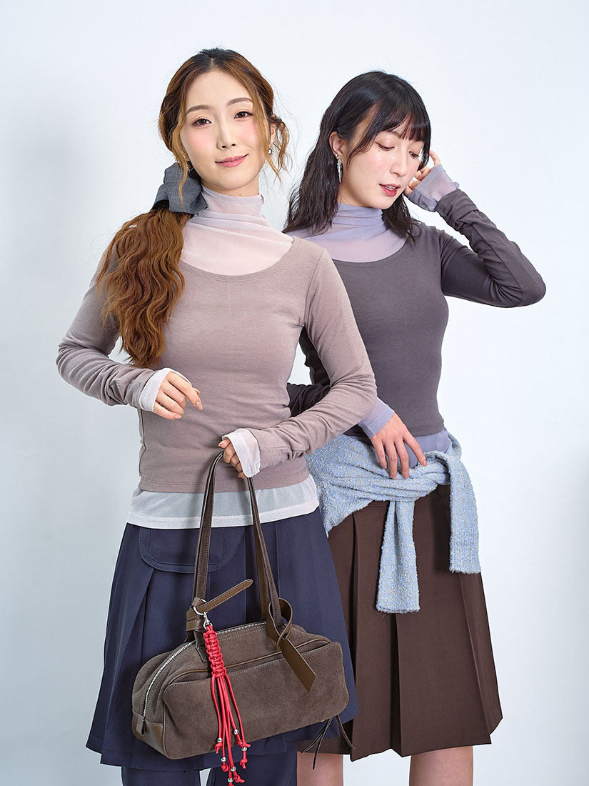 Scoop Neck Top With Mesh Top Underlay Set (2 Colours)