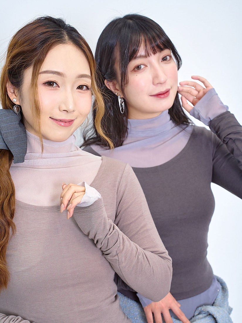 Scoop Neck Top With Mesh Top Underlay Set (2 Colours)